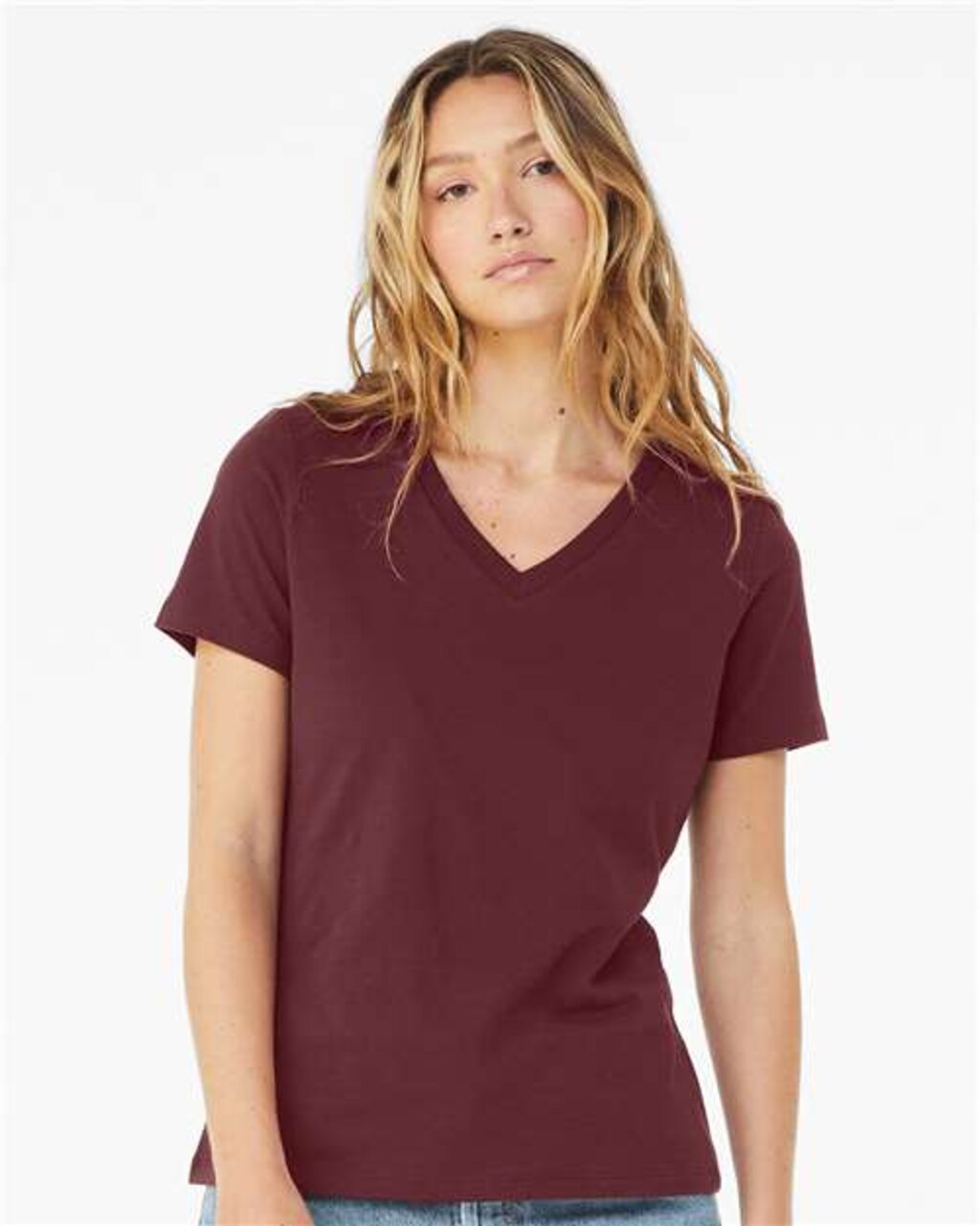 BELLA + CANVAS Women’s Jersey Slim Fit V-Neck Short Sleeve T-Shirt for Feminine Style & Custom Print Tee